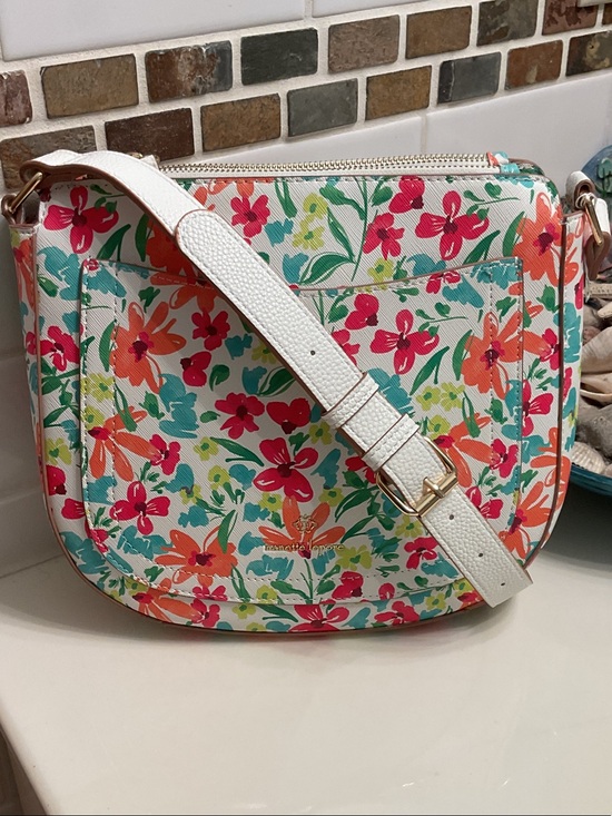 Nanette Lepore Handbags - Nanette Lepore White Floral Crossbody with Coral, Teal & Lime Accents